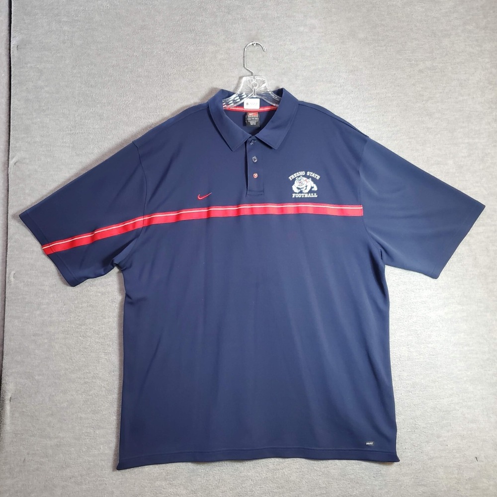 VINTAGE Fresno‎ State Bulldogs Men Polo Shirt 2XL Blue Logo Nike Embroidered Y2K